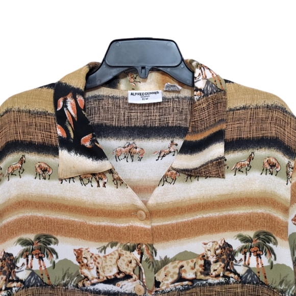 Alfred Dunner Vintage African Animal Leopard Zebra Stripe Shirt Women's Size 16w - Picture 3 of 8